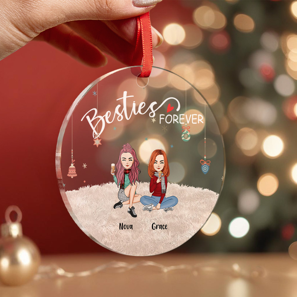 Personalized Circle Ornament Besties Forever Home Decor Best Christmas Gift - soufeelmy