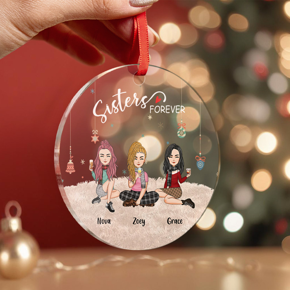 Personalized Circle Ornament Besties Forever Home Decor Best Christmas Gift - soufeelmy