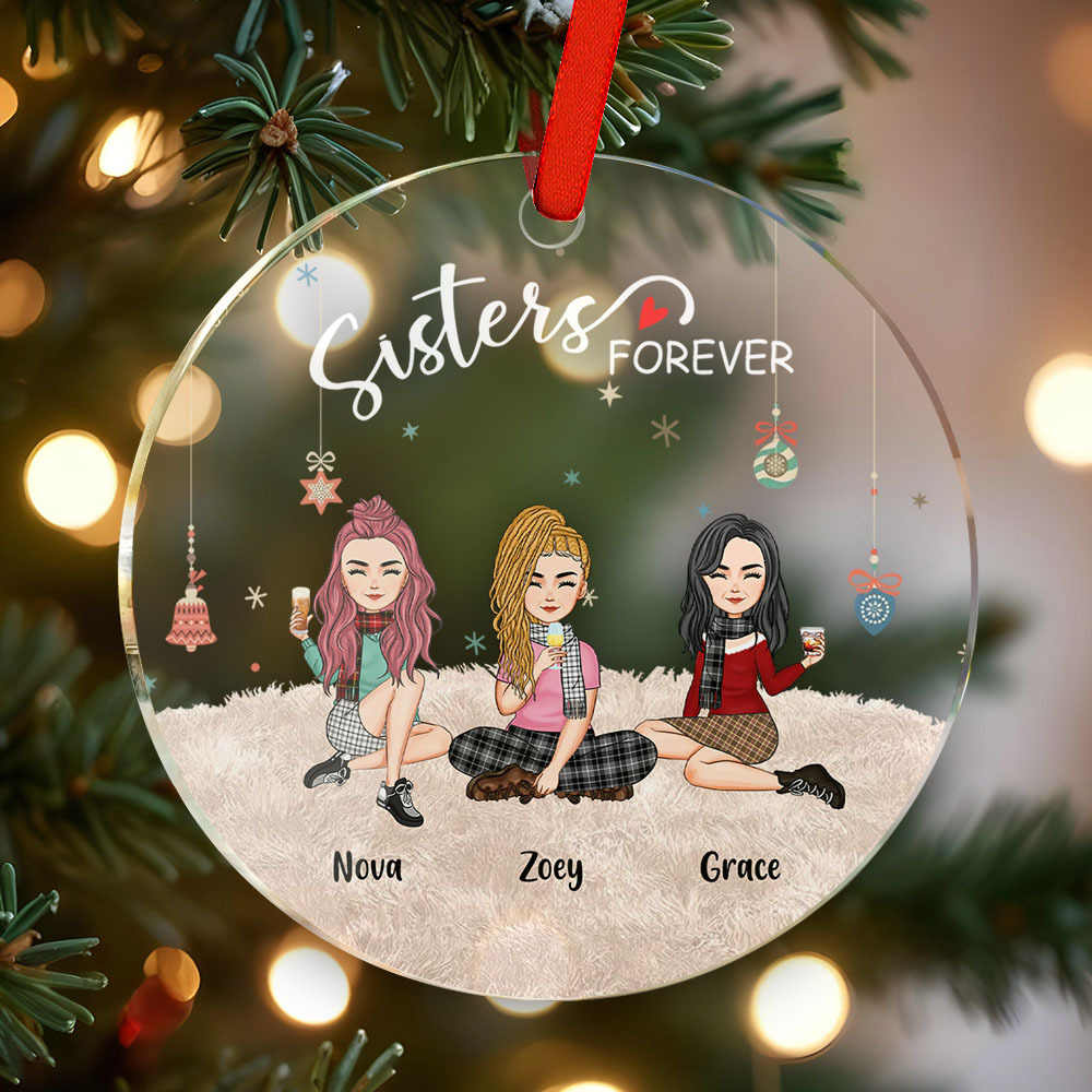 Personalized Circle Ornament Besties Forever Home Decor Best Christmas Gift - soufeelmy