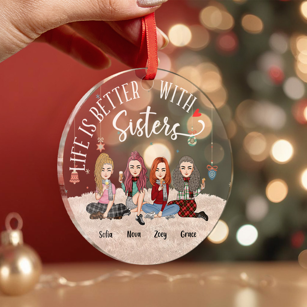 Personalized Circle Ornament Besties Forever Home Decor Best Christmas Gift - soufeelmy