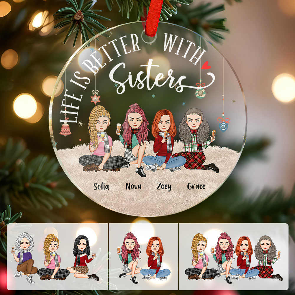 Personalized Circle Ornament Besties Forever Home Decor Best Christmas Gift - soufeelmy