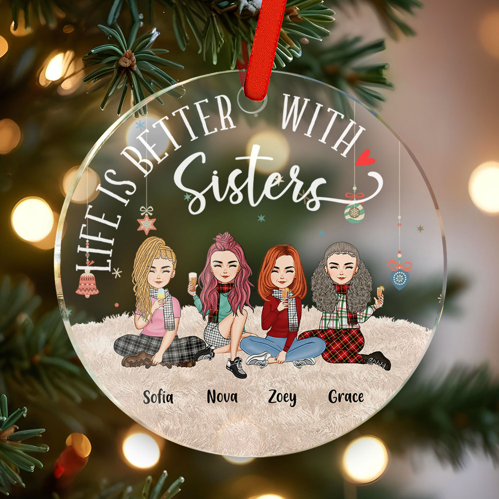 Personalized Circle Ornament Besties Forever Home Decor Best Christmas Gift - soufeelmy