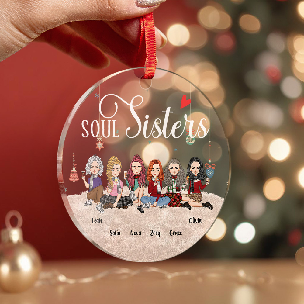 Personalized Circle Ornament Besties Forever Home Decor Best Christmas Gift - soufeelmy