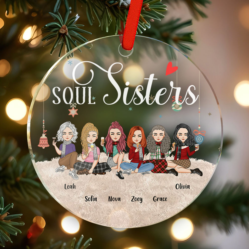 Personalized Circle Ornament Besties Forever Home Decor Best Christmas Gift - soufeelmy
