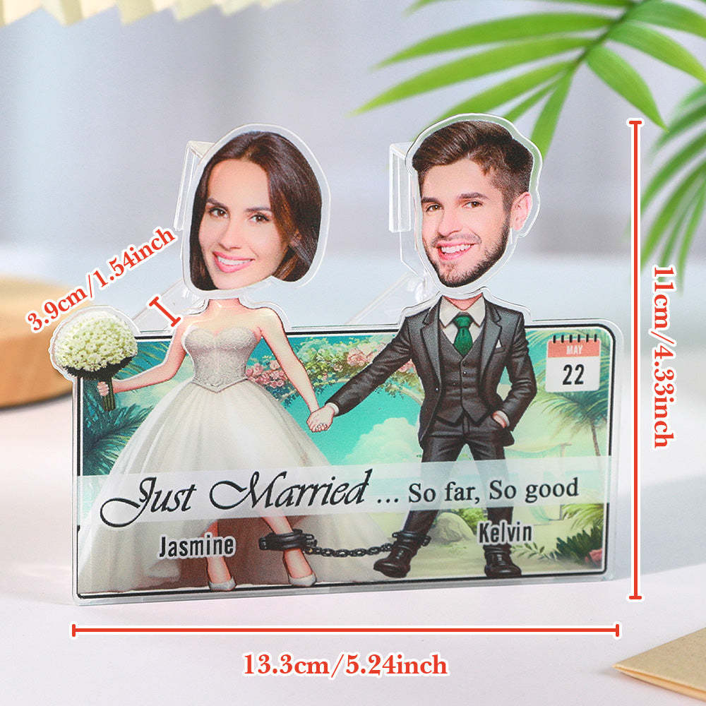 Personalized Face Newlywed Couple Shaking Head Standee Gift for Newlyweds - soufeelmy