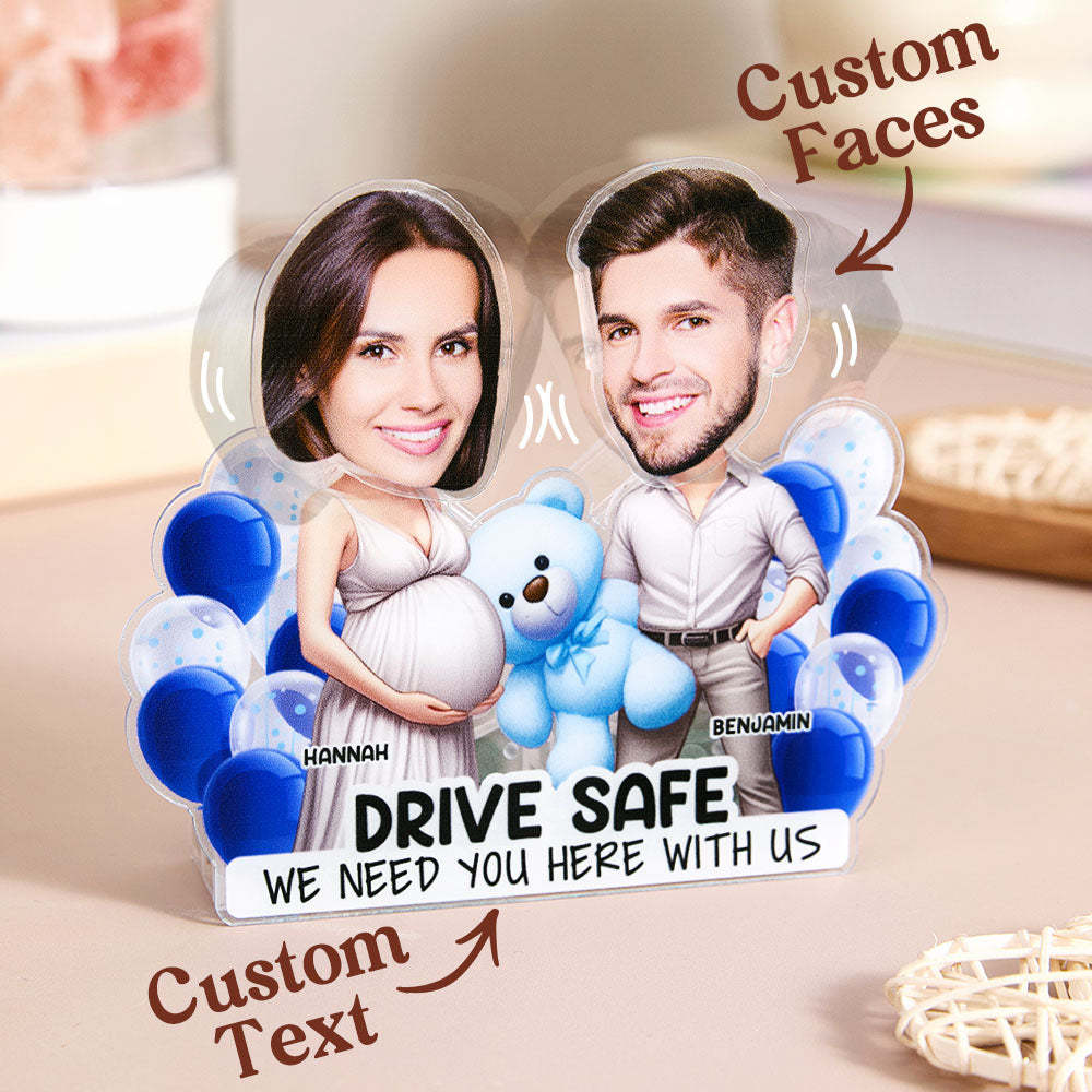 Personalized Face Drive Safe Couple Shaking Head Standee Gift for Couple - soufeelmy