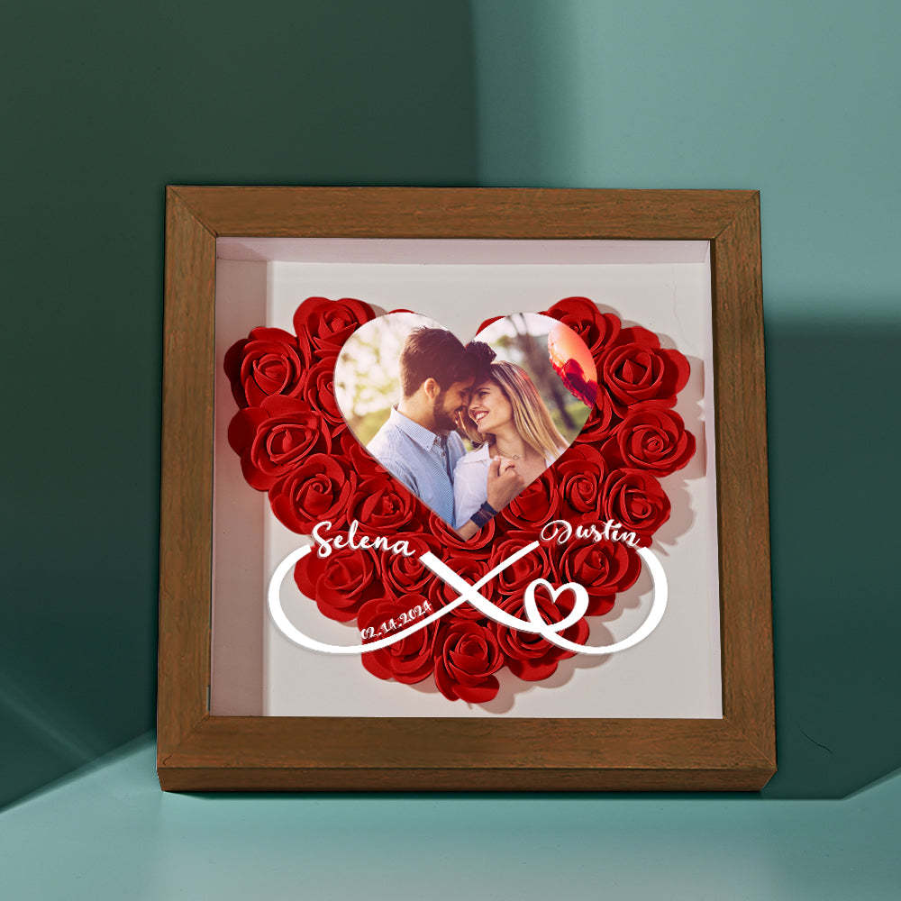 Custom Heart Flower Shadow Box with Photo Romantic Gift for Lover - soufeelmy