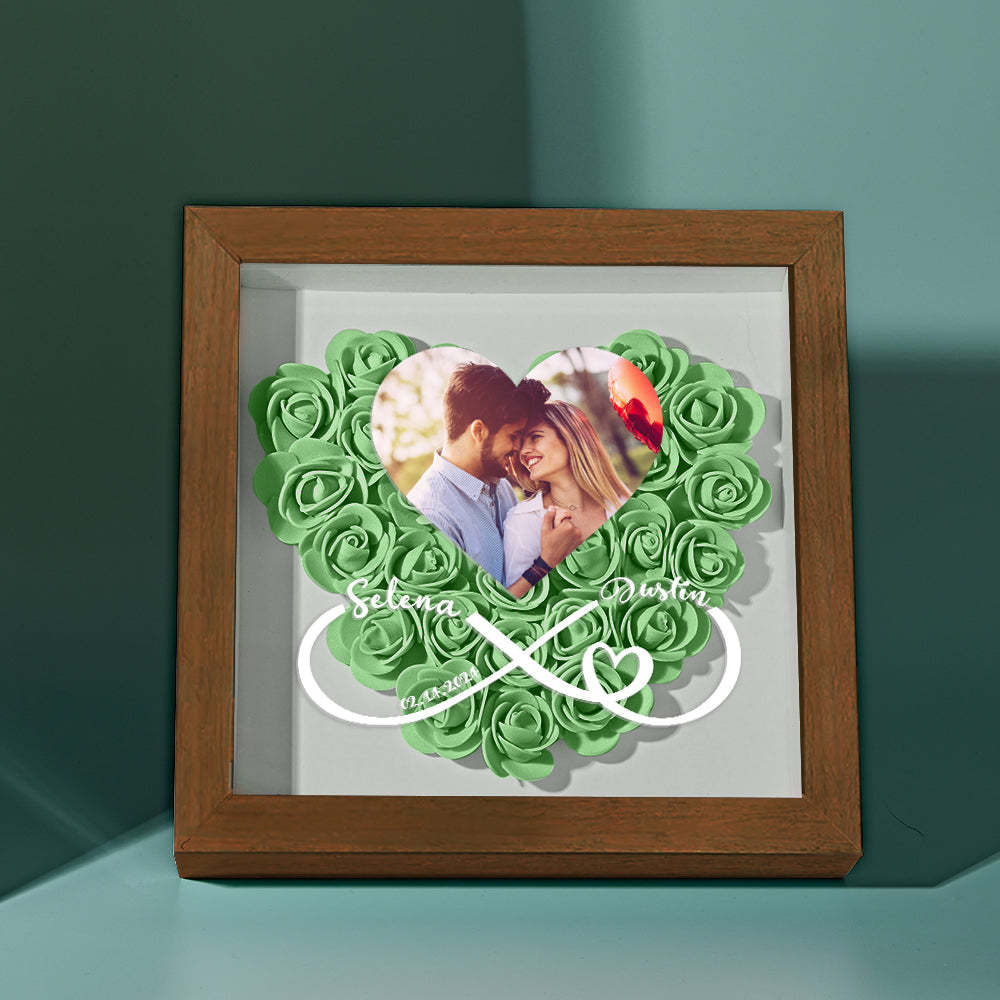 Custom Heart Flower Shadow Box with Photo Romantic Gift for Lover - soufeelmy