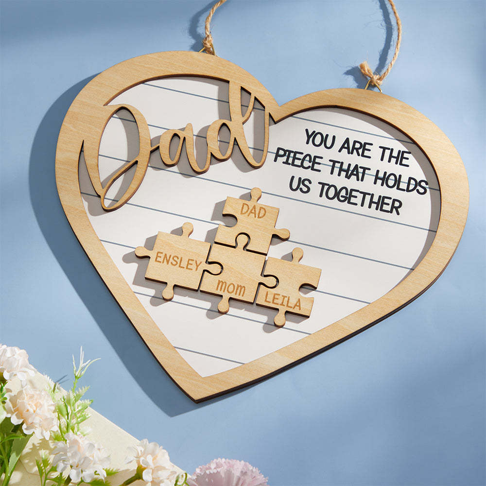 Custom Engraved Ornament Heart Shape Puzzle Pieces Gifts for Dad - soufeelmy
