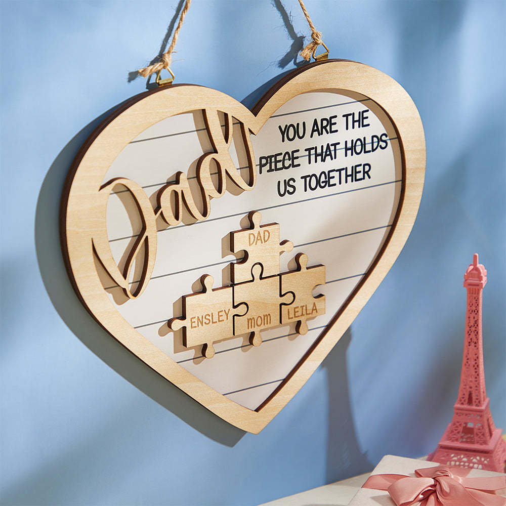 Custom Engraved Ornament Heart Shape Puzzle Pieces Gifts for Dad - soufeelmy