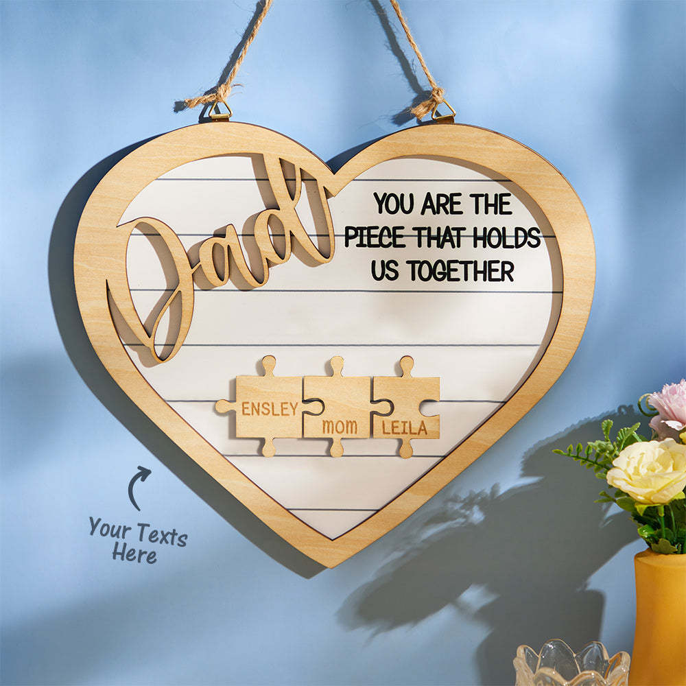 Custom Engraved Ornament Heart Shape Puzzle Pieces Gifts for Dad - soufeelmy