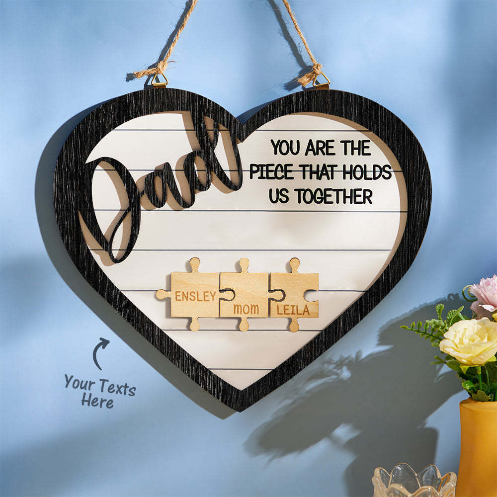 Custom Engraved Ornament Heart Shape Puzzle Pieces Gifts for Dad - soufeelmy