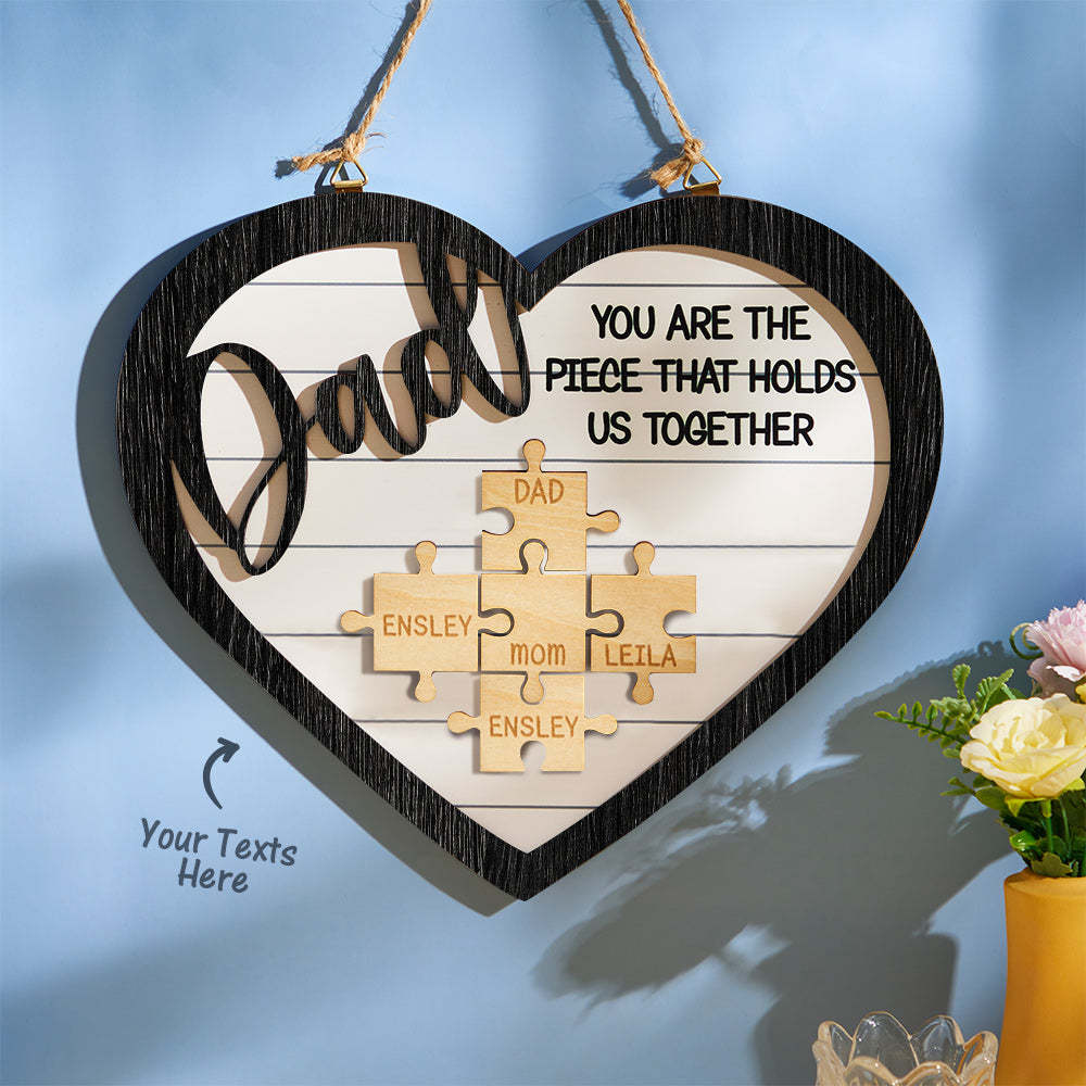 Custom Engraved Ornament Heart Shape Puzzle Pieces Gifts for Dad - soufeelmy