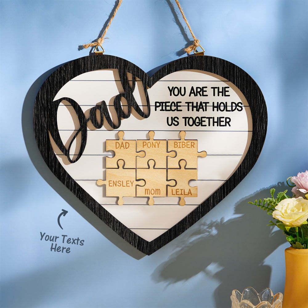 Custom Engraved Ornament Heart Shape Puzzle Pieces Gifts for Dad - soufeelmy