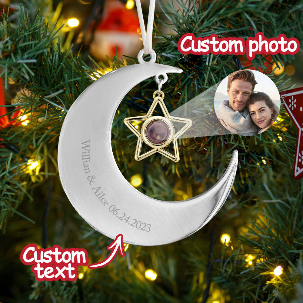 Personalized Projection Ornament Custom Crescent Star Ornament Gifts for Her - soufeelmy