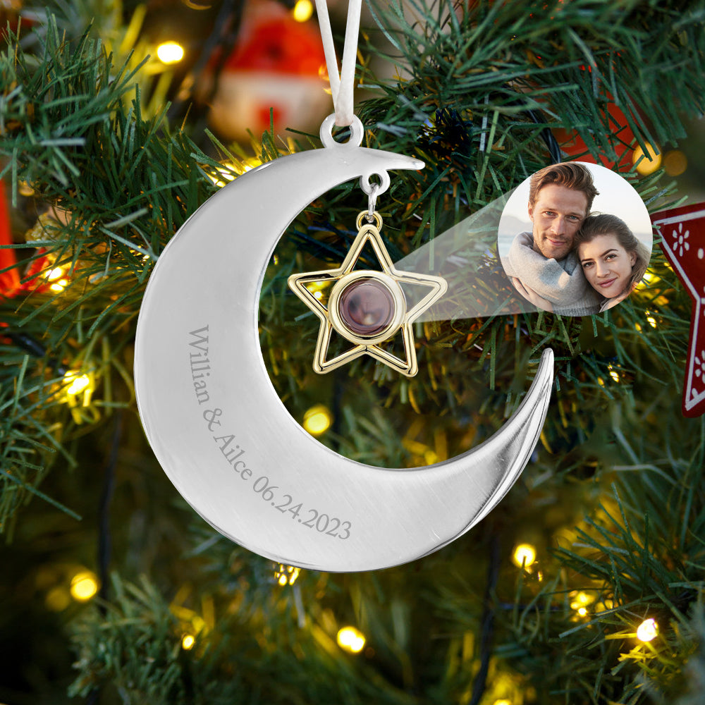 Personalized Projection Ornament Custom Crescent Star Ornament Gifts for Her - soufeelmy