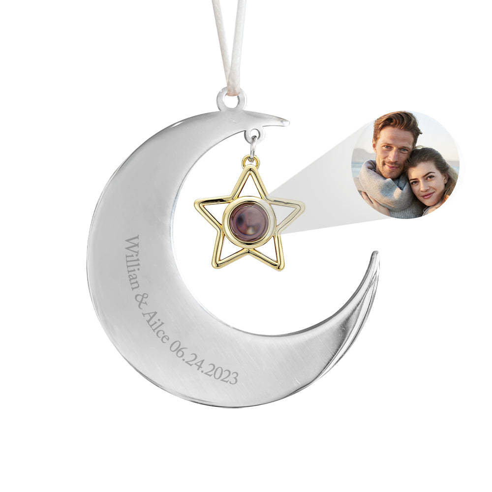 Personalized Projection Ornament Custom Crescent Star Ornament Gifts for Her - soufeelmy