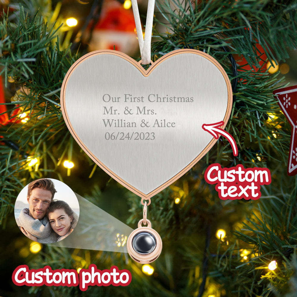 Custom Projection Ornament Personalized Heart Christmas Ornament Gifts for Her - soufeelmy