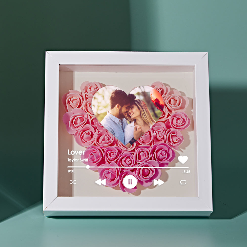 Custom Heart Flower Shadow Box with Photo Romantic Gifts for Lover - soufeelmy