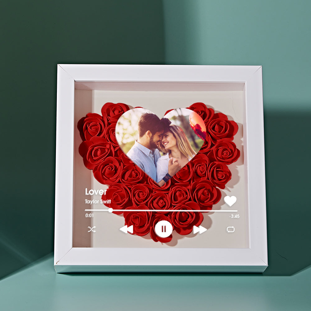 Custom Heart Flower Shadow Box with Photo Romantic Gifts for Lover - soufeelmy