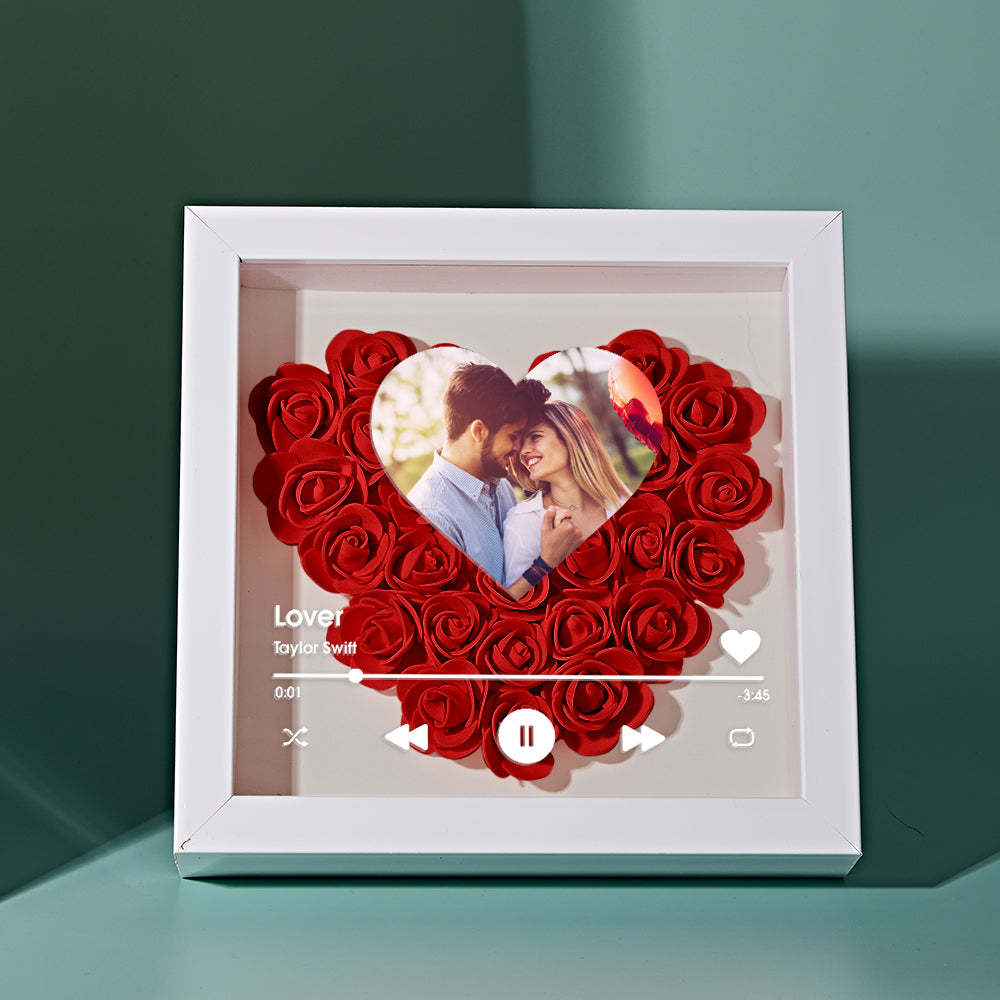 Custom Heart Flower Shadow Box with Photo Romantic Gifts for Lover - soufeelmy