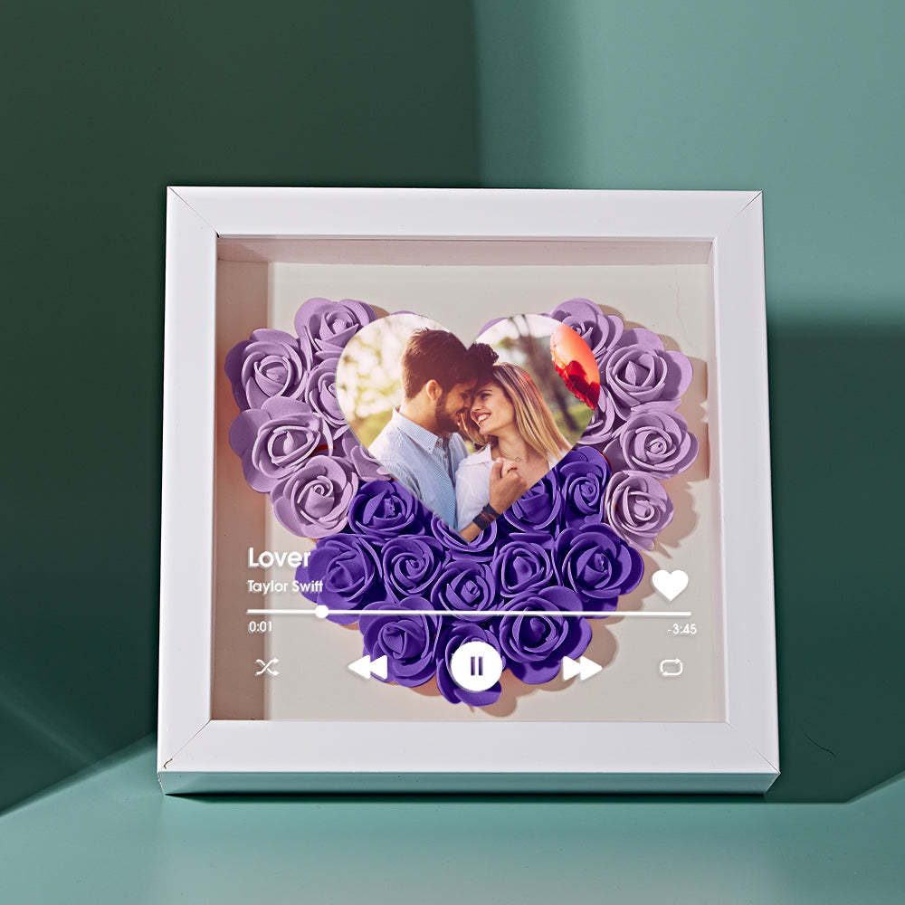 Custom Heart Flower Shadow Box with Photo Romantic Gifts for Lover - soufeelmy