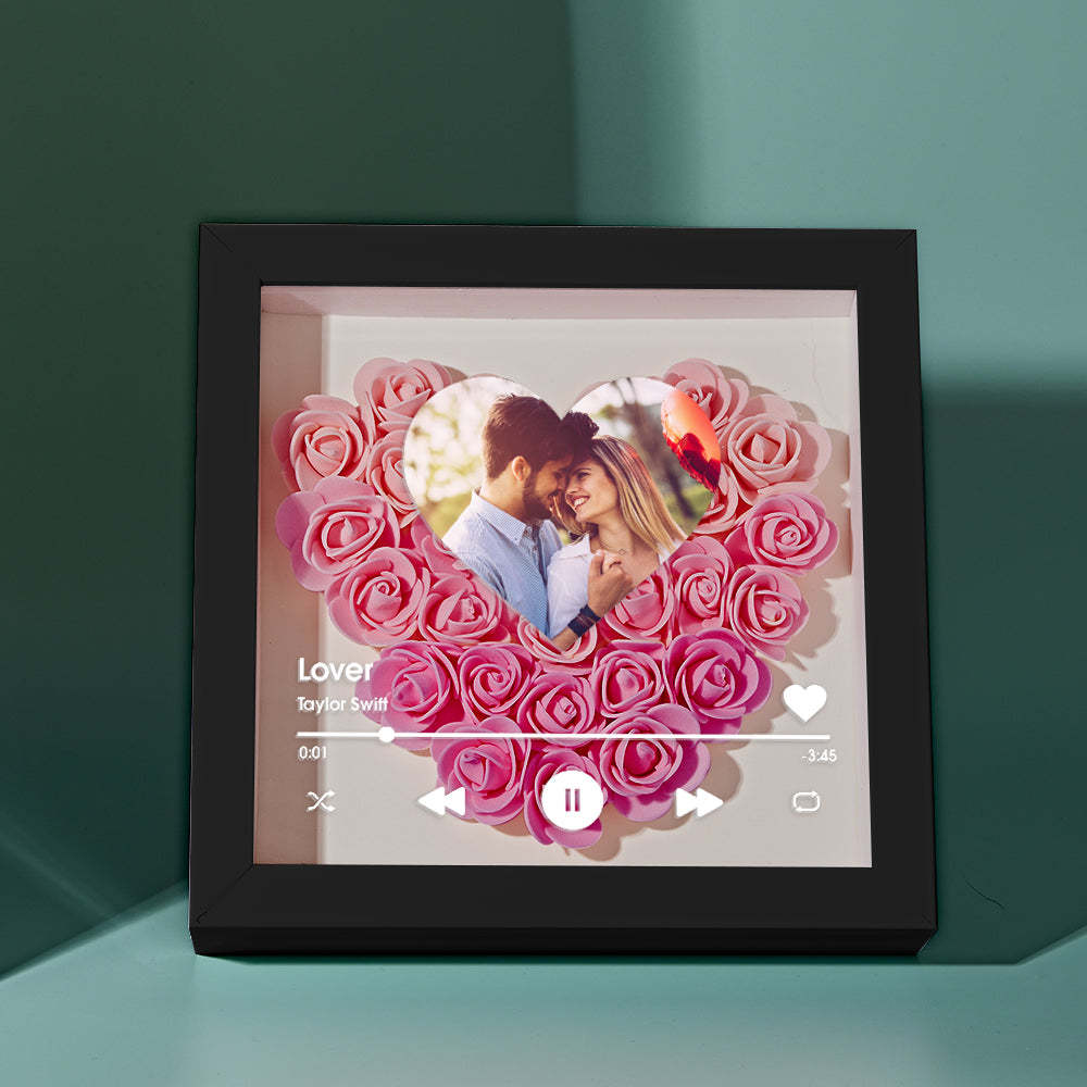 Custom Heart Flower Shadow Box with Photo Romantic Gifts for Lover - soufeelmy