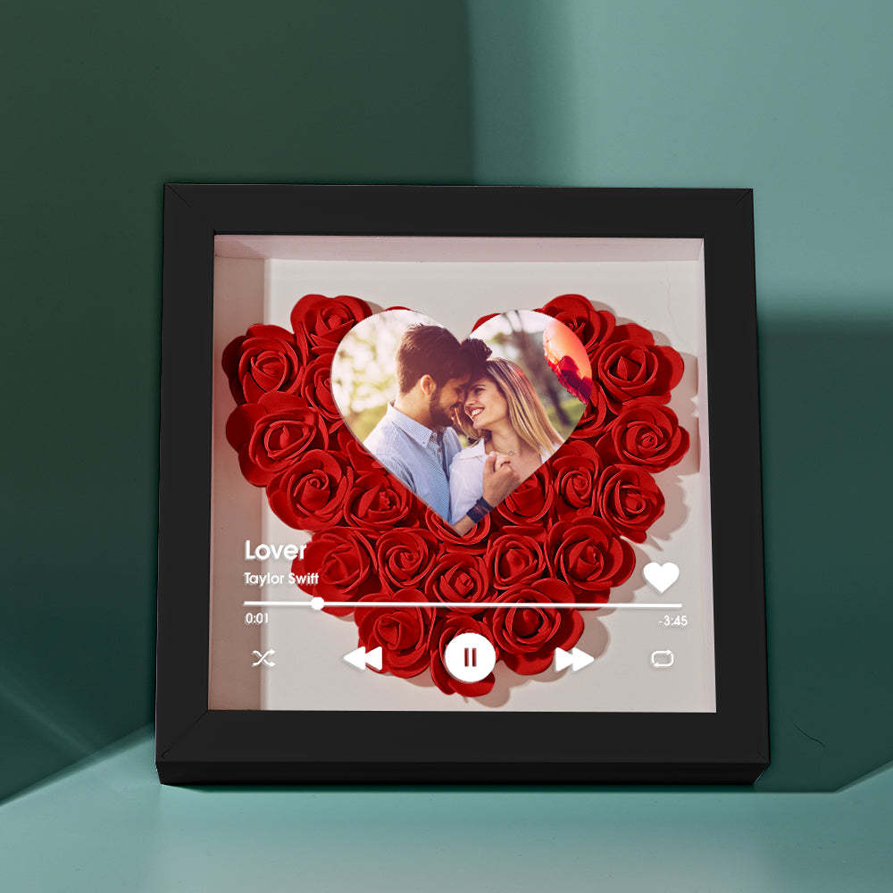 Custom Heart Flower Shadow Box with Photo Romantic Gifts for Lover - soufeelmy