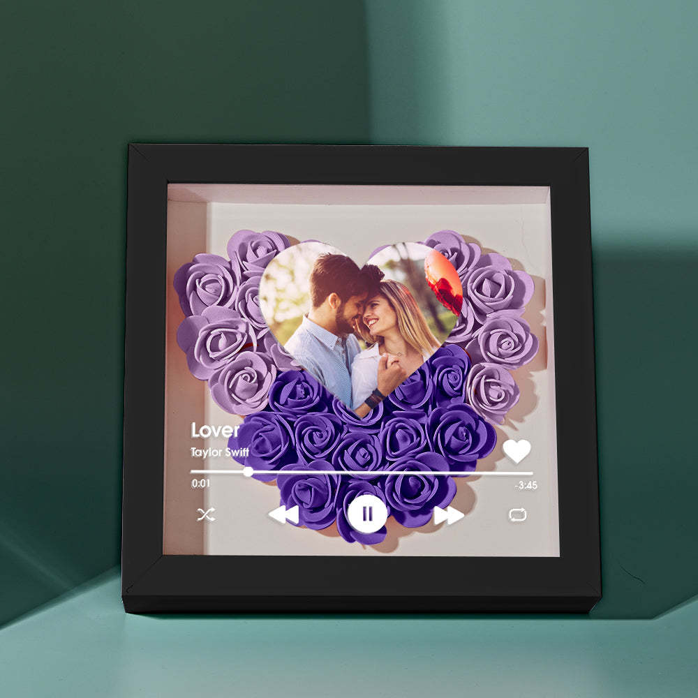 Custom Heart Flower Shadow Box with Photo Romantic Gifts for Lover - soufeelmy