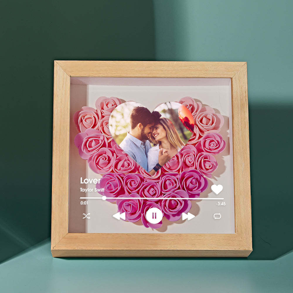 Custom Heart Flower Shadow Box with Photo Romantic Gifts for Lover - soufeelmy