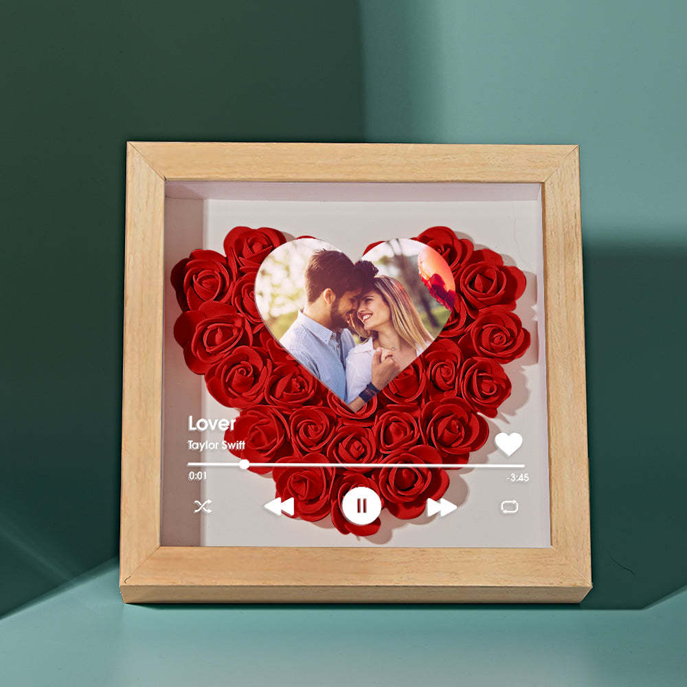 Custom Heart Flower Shadow Box with Photo Romantic Gifts for Lover - soufeelmy