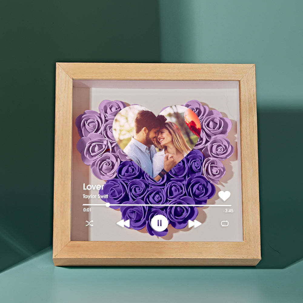 Custom Heart Flower Shadow Box with Photo Romantic Gifts for Lover - soufeelmy