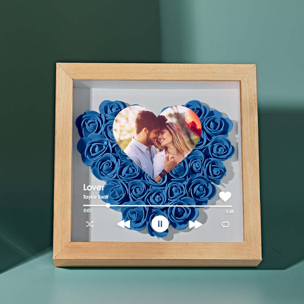 Custom Heart Flower Shadow Box with Photo Romantic Gifts for Lover - soufeelmy