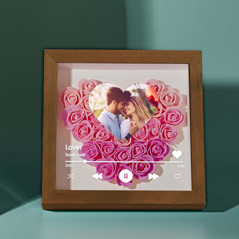 Custom Heart Flower Shadow Box with Photo Romantic Gifts for Lover - soufeelmy