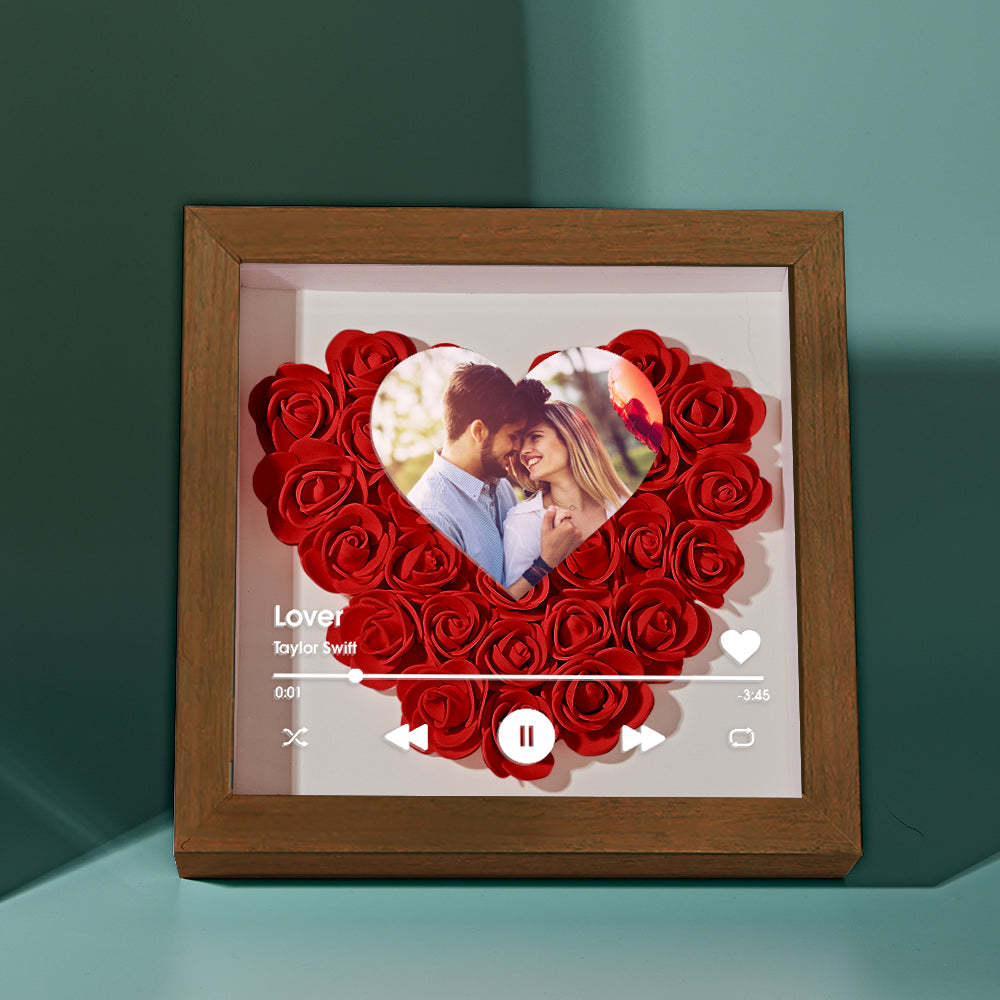 Custom Heart Flower Shadow Box with Photo Romantic Gifts for Lover - soufeelmy