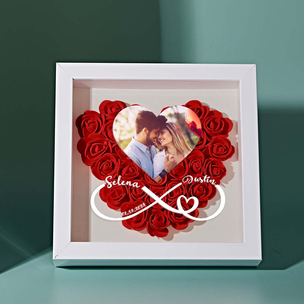 Custom Heart Flower Shadow Box with Photo Romantic Gift for Lover - soufeelmy