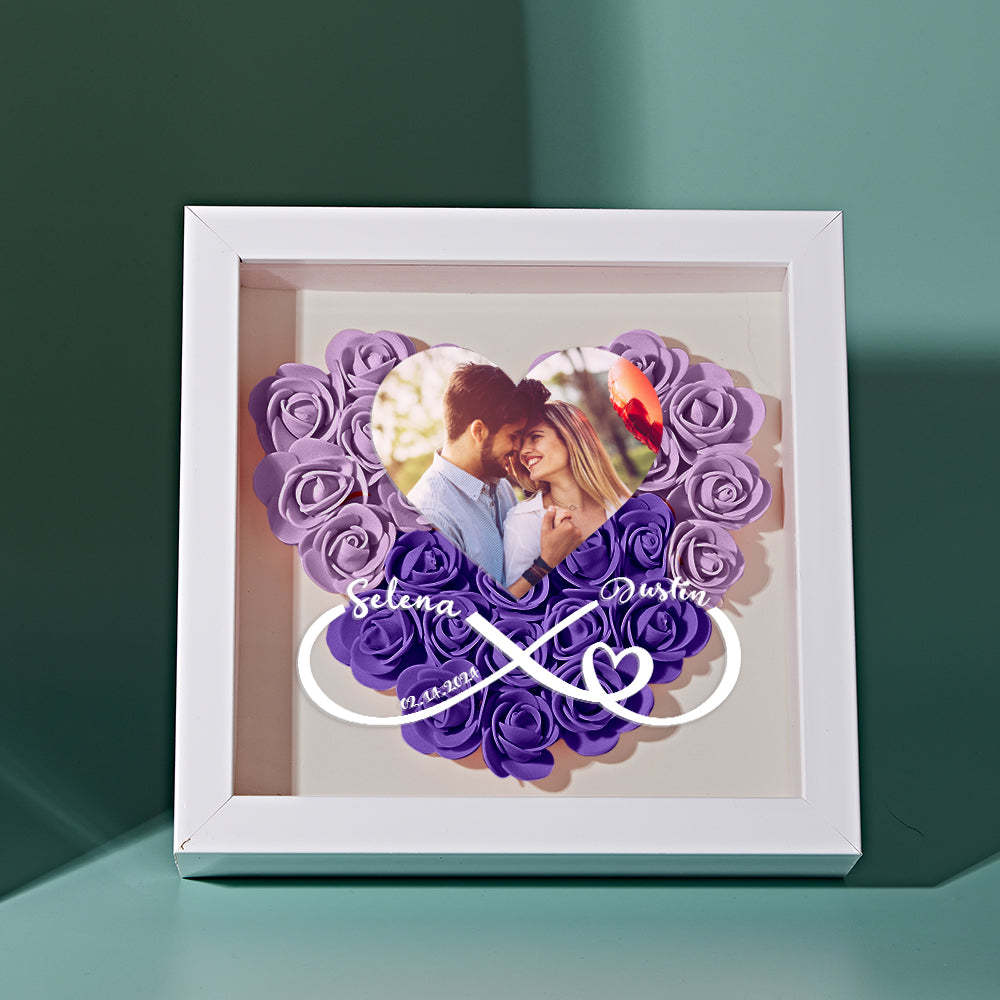 Custom Heart Flower Shadow Box with Photo Romantic Gift for Lover - soufeelmy