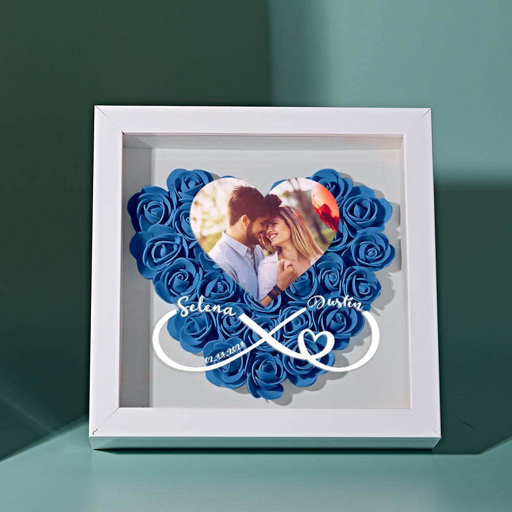 Custom Heart Flower Shadow Box with Photo Romantic Gift for Lover - soufeelmy