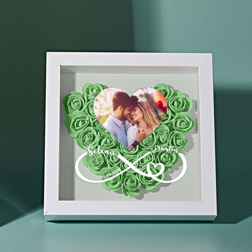 Custom Heart Flower Shadow Box with Photo Romantic Gift for Lover - soufeelmy
