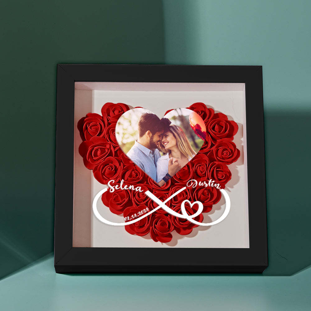 Custom Heart Flower Shadow Box with Photo Romantic Gift for Lover - soufeelmy