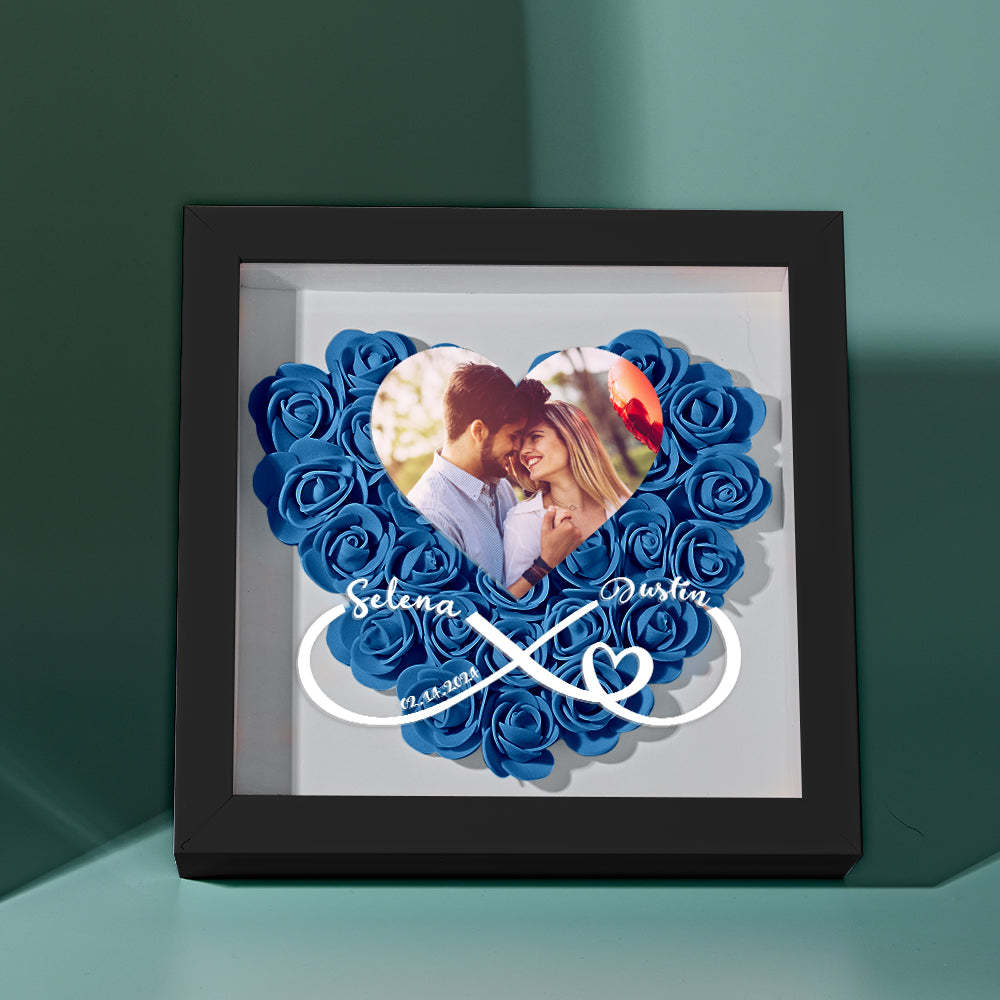 Custom Heart Flower Shadow Box with Photo Romantic Gift for Lover - soufeelmy
