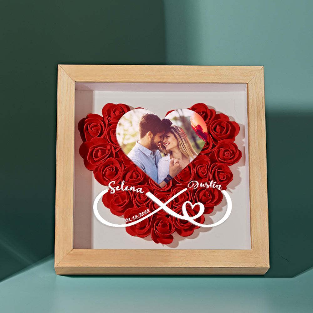 Custom Heart Flower Shadow Box with Photo Romantic Gift for Lover - soufeelmy