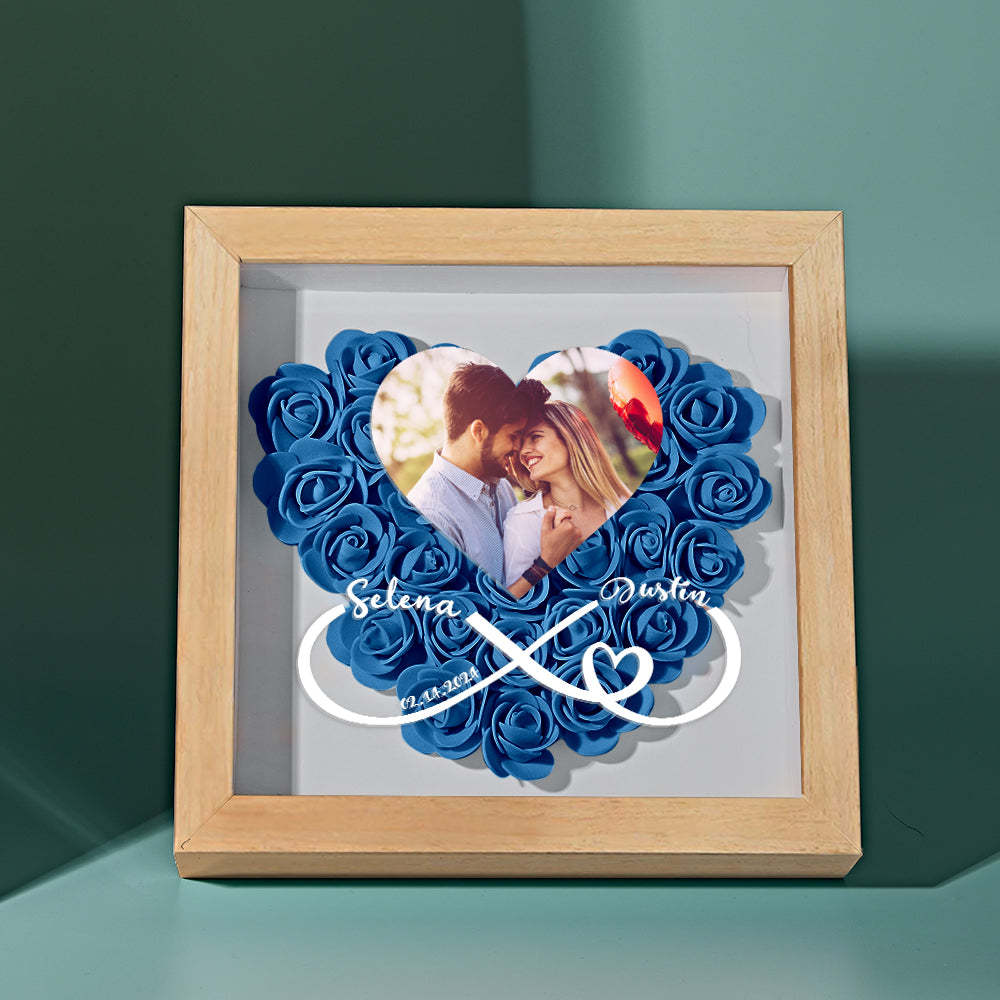 Custom Heart Flower Shadow Box with Photo Romantic Gift for Lover - soufeelmy