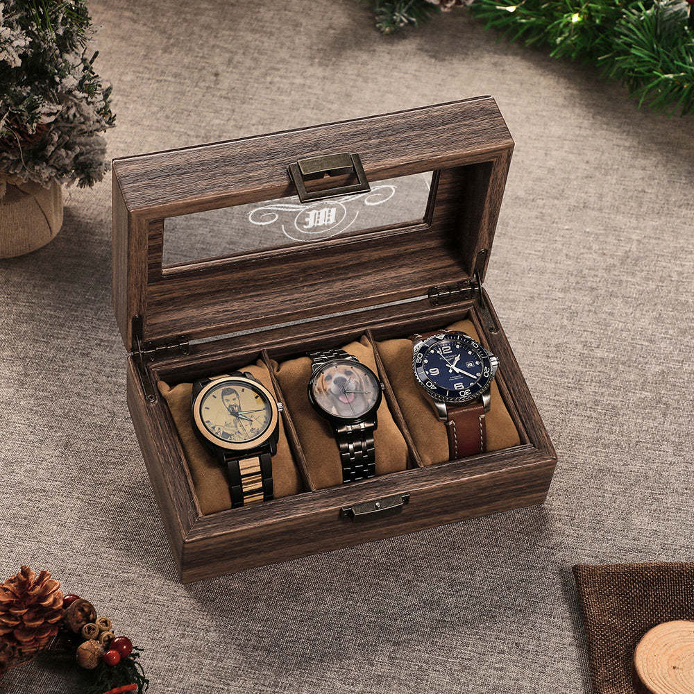 Custom Engraved Watch Box Personalized Watch Storage Case Gift for Men Christmas Gift - soufeelmy
