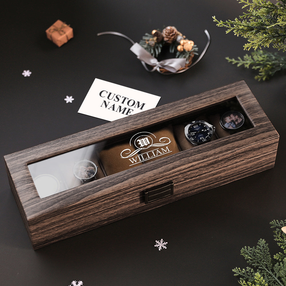 Custom Engraved Watch Box Personalized Watch Storage Case Gift for Men Christmas Gift - soufeelmy
