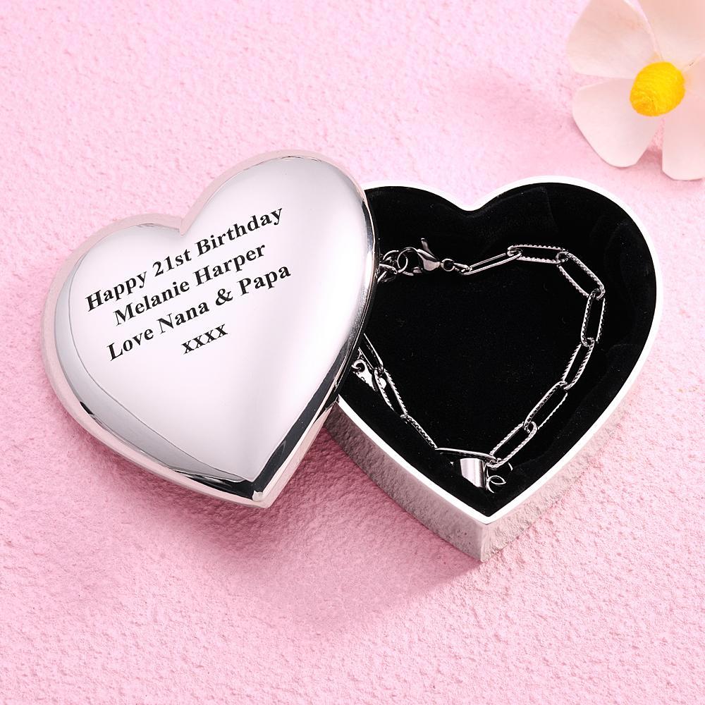 Personalized Engraved Heart Ring Box Exquisite Metal Jewelry Box Gifts For Her - soufeelmy