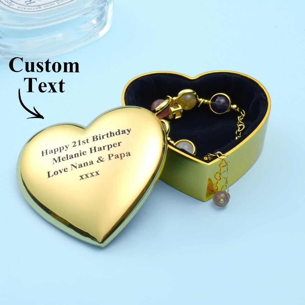 Personalized Engraved Heart Ring Box Exquisite Metal Jewelry Box Gifts For Her - soufeelmy