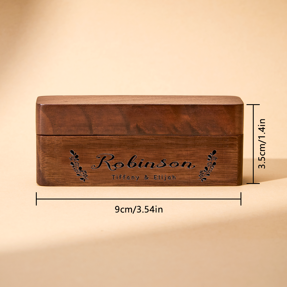 Personalized Engraved Wood Rings Bearer Box with Name Wedding Proposal Gift for Couple - soufeelmy