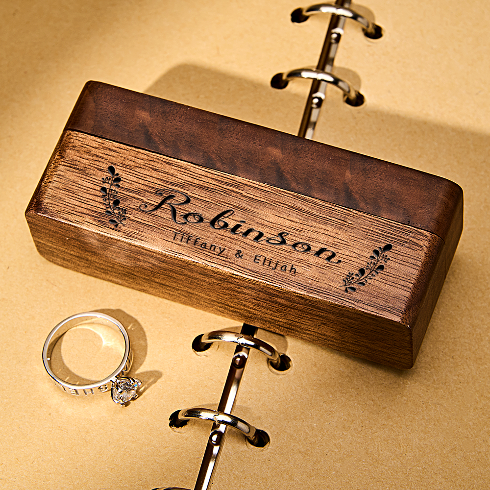 Personalized Engraved Wood Rings Bearer Box with Name Wedding Proposal Gift for Couple - soufeelmy