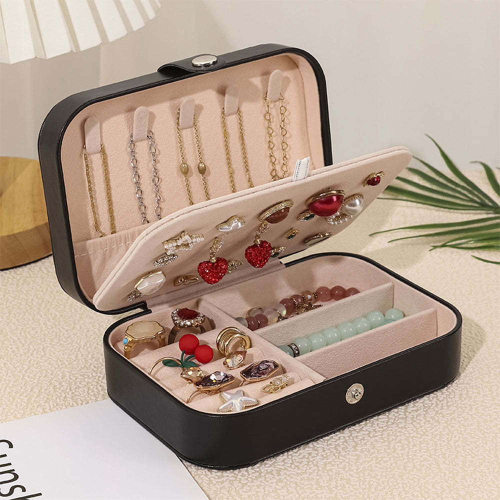Personalized Birth Flower Leather Travel Jewelry Box with Name Waterproof Multiple Compartments Birthday Bridesmaid Gift for Women Girls - soufeelmy